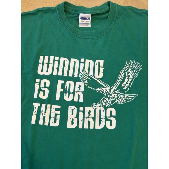 VTG PHILADELPHIA EAGLES T Shirt L “ Winning Is For Birds” Kelly Green Old NFL - Picture 2 of 10